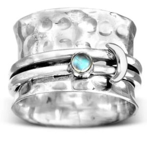 Crescent Moon Moonstone Silver Ring