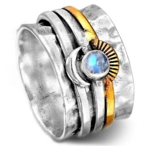 Sun and Moonstone Spinner Ring