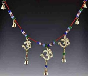 Triple OM Brass Bells beads on cord 24