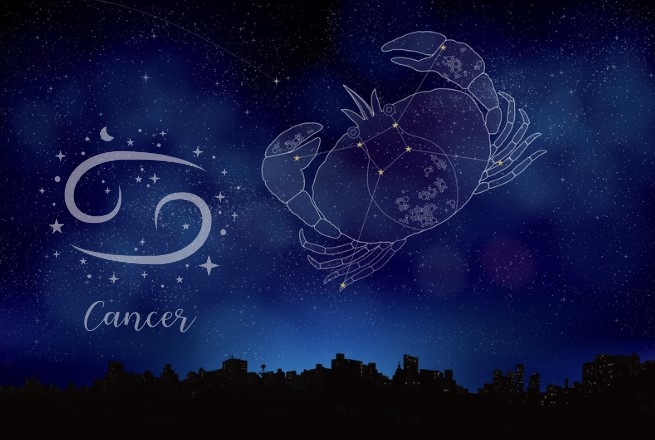 Cancer constellation shining brightly against a night sky